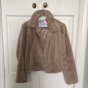 Women's Tan Faux Fur Jacket